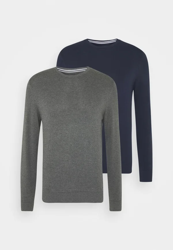 2 PACK  - Strickpullover - dark blue/mottled dark grey