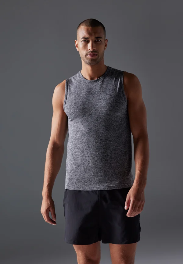 2 PACK - Top - black/mottled grey