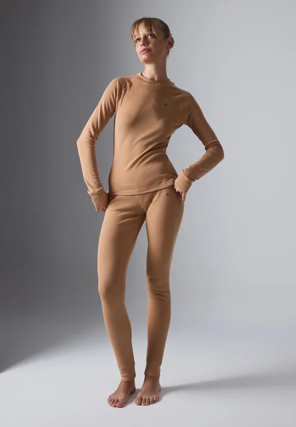 2 PIECE LONG SLEEVE TOP AND LEGGINGS SET - Unterhemd/-shirt - light brown