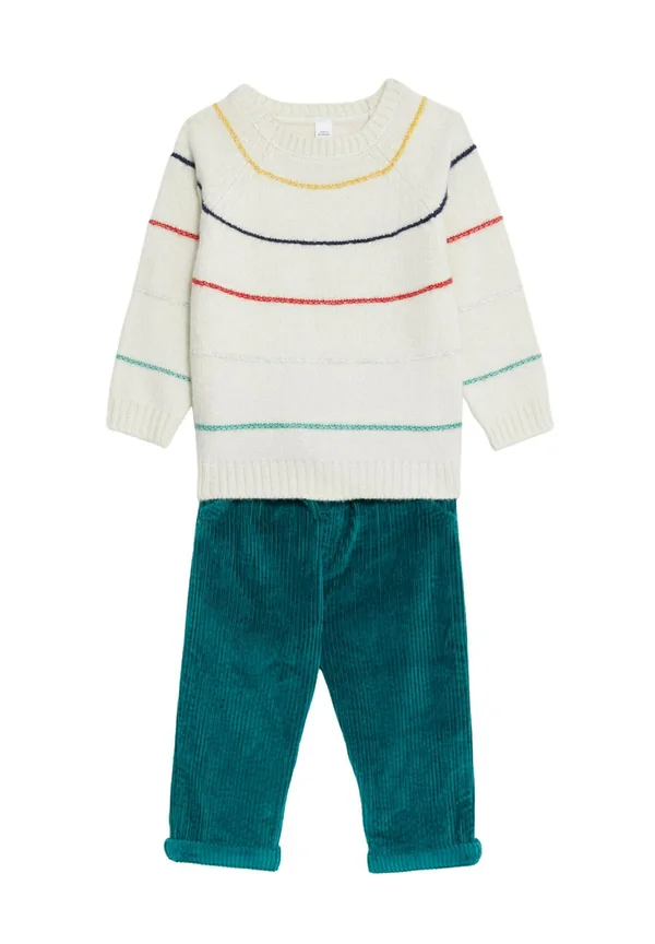 2 PIECE STRIPED AND CORDUROY - Strickpullover - green