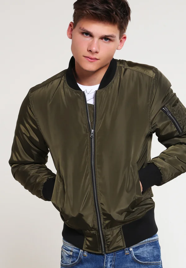 2-TONE BOMBER JACKET - Bomberjacke - darkolive/black
