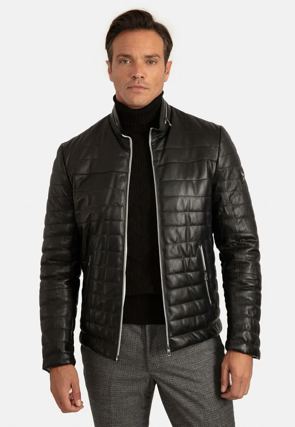 2 ZIPPED POCKET - Lederjacke - black