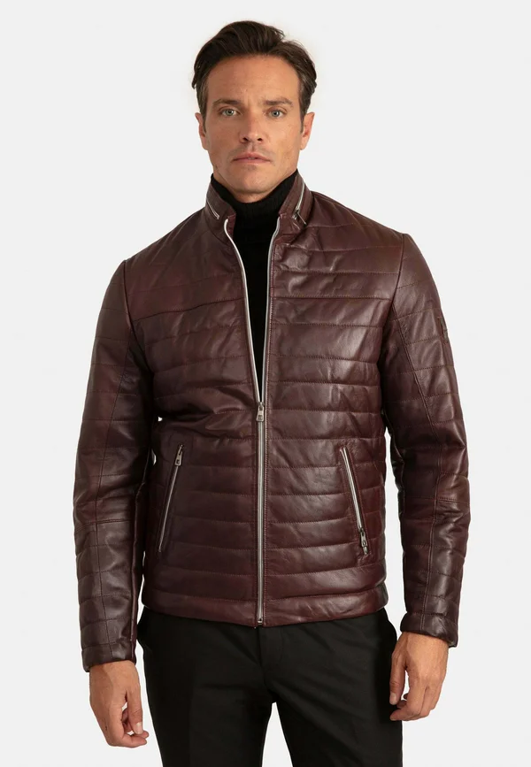 2 ZIPPED POCKET - Lederjacke - bordeaux