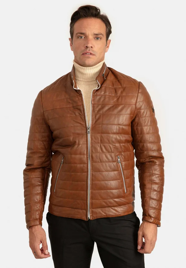 2 ZIPPED POCKET - Lederjacke - hazelnut