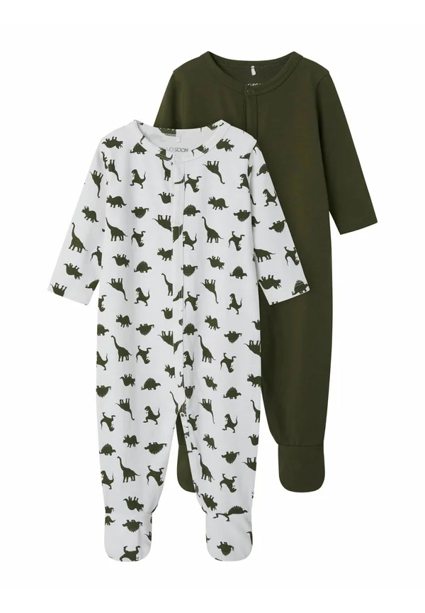 2ER PACK MIT FÜSSEN - Strampler - olive night