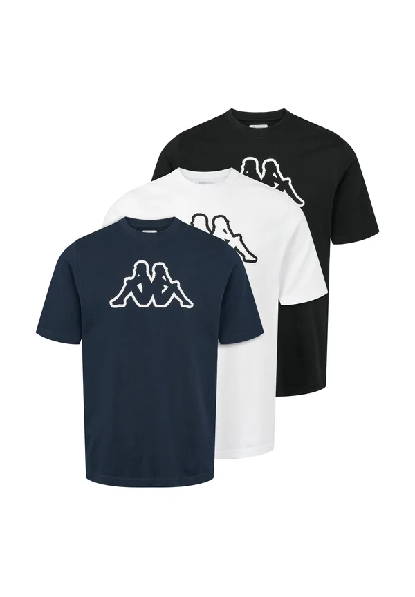 3-PACK - T-Shirt print - white black blue marine