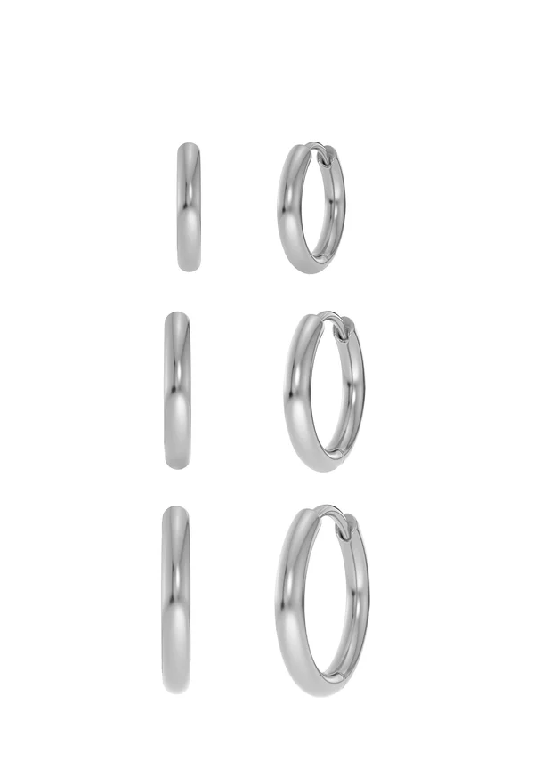 3-PACK TRIPLE PAIR HOOPS - Ohrringe - steel