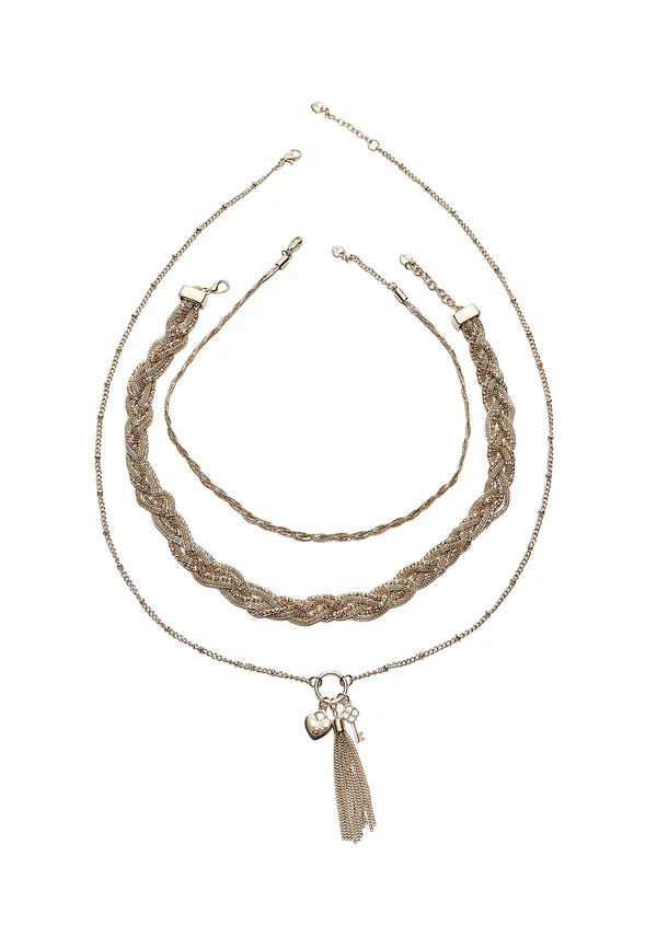 3 PIECE CHAIN AND CHARM SET - Halskette - gold-coloured