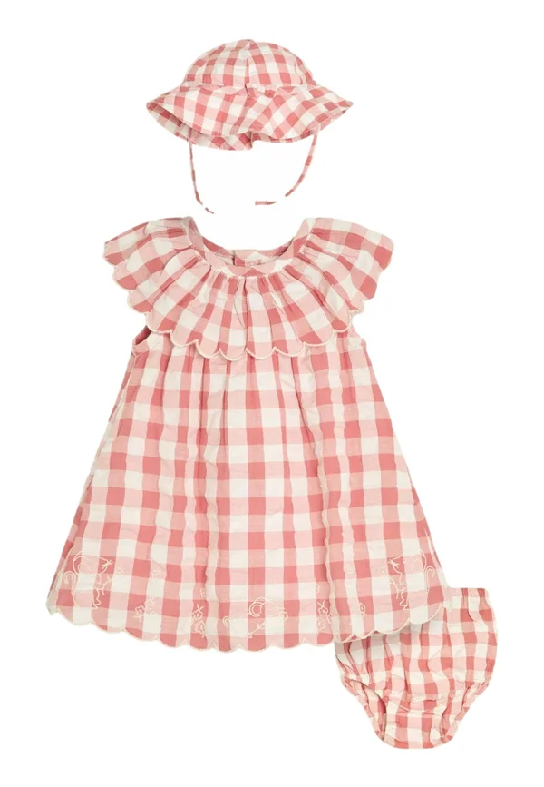 3-PIECE SET  - Freizeitkleid - pink gingham mouse embroidered