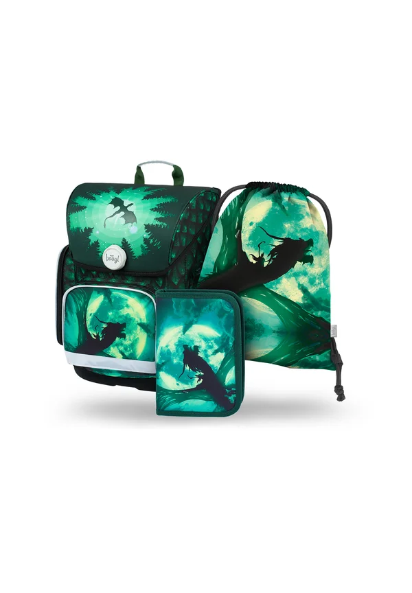 3 SET ERGONOMISCHE - Schulranzen Set - grün