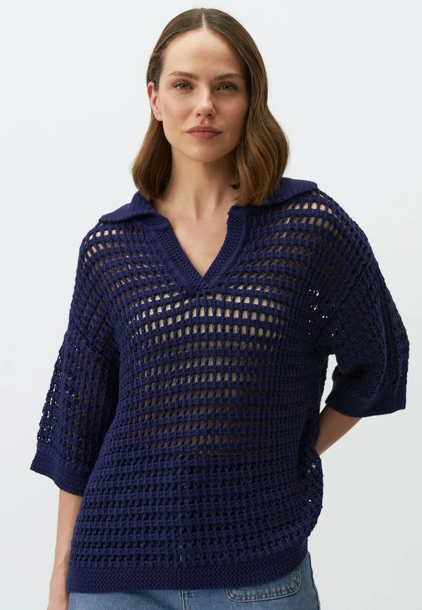 3/4 SLEEVE OPENWORK  - Strickpullover - dark blue