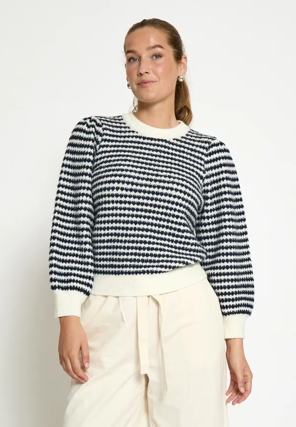 3/4 SLEEVE  - Strickpullover - black/iris stripe