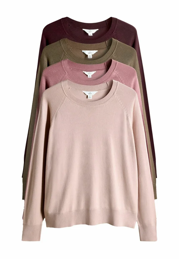 4 PACK  - Strickpullover - taupe brown burgundy dark pink light pink