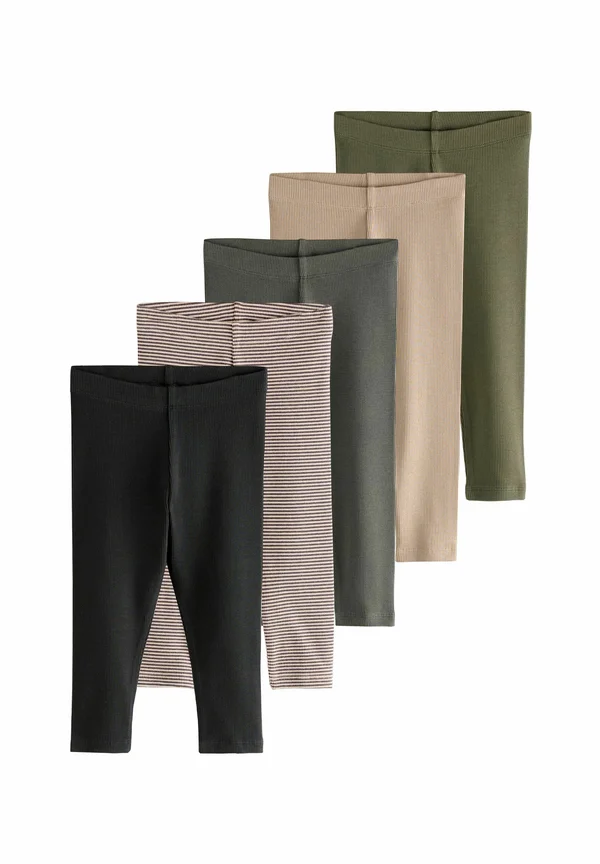 5 PACK - Leggings - Hosen - black/white/khaki green