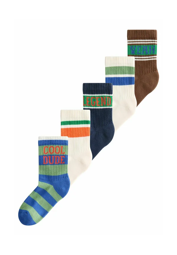 5 PACK - Socken - ecru brown slogan stripe
