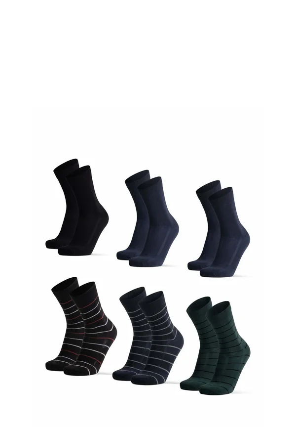 6 PACK - Socken - stripe mix black navy blue black stripe navy stripe dark green stripe