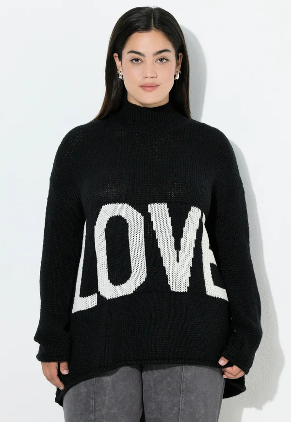 A-LINIE, LOVE-SCHRIFTZUG - Strickpullover - black