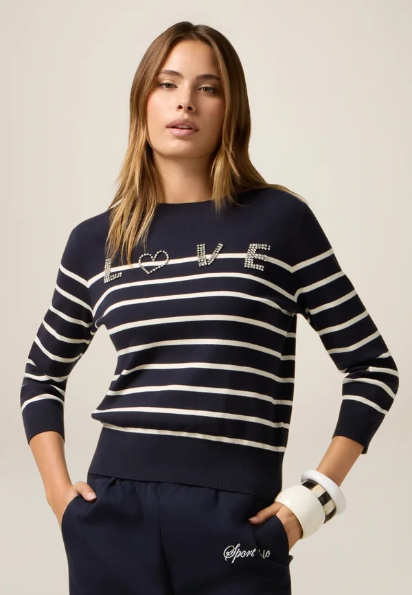 A RIGHE SCRITTA GIOIELLO - Strickpullover - blu