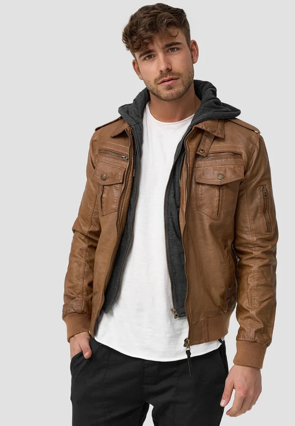 AARON - Kunstlederjacke - brown
