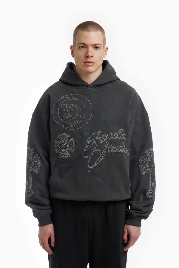 ABSTRACT HOODIE UNISEX - Kapuzenpullover - stone