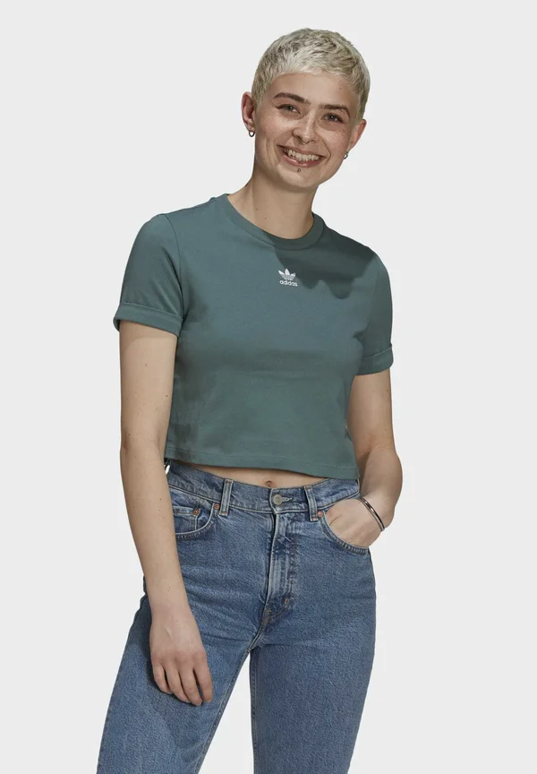 ADICOLOR CLASSICS ROLL-UP SLEEVE CROP-TOP - T-Shirt basic - green