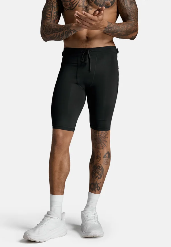 AERO COMPRESSION - Kurze Lauftights - black-silver reflective