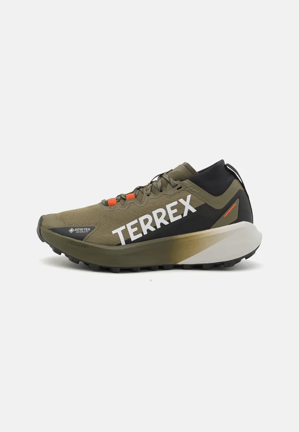 AGRAVIC GORE-TEX® TRAIL - Laufschuh Trail - olive strata/cloud white/semi impact orange