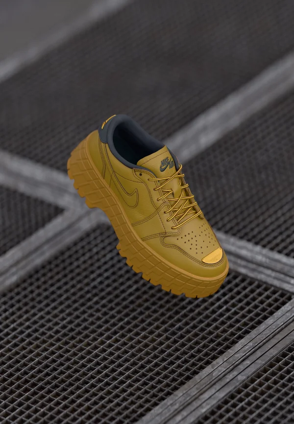 AIR JORDAN 1 BROOKLYN - Sneaker low - golden harvest/wheat/dark brown/anthracite/vivid sulfur/team red