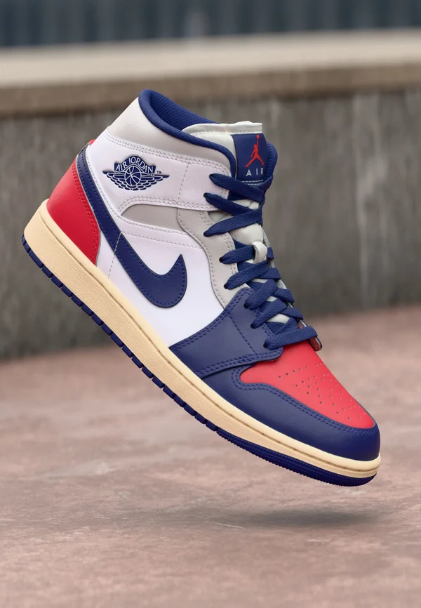 AIR JORDAN 1 MID - Sneaker high - white/deep royal blue/university red/neutral grey/sail