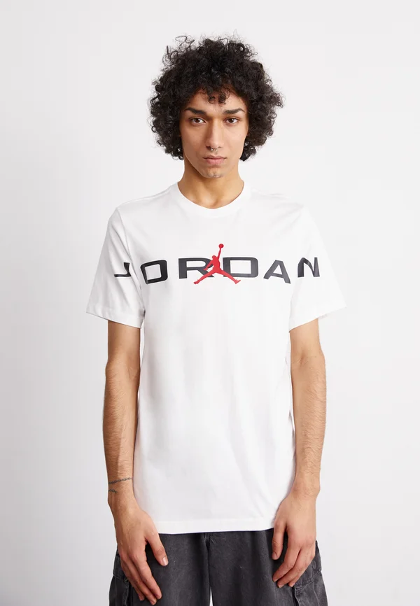 AIR STRETCH CREW - T-Shirt print - white/black/gym red