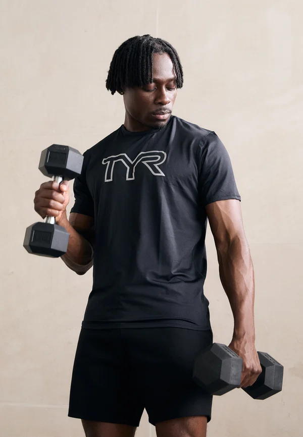 AIRTEC SHORT SLEEVE TEE LARGE LOGO - Sport T-Shirt - black