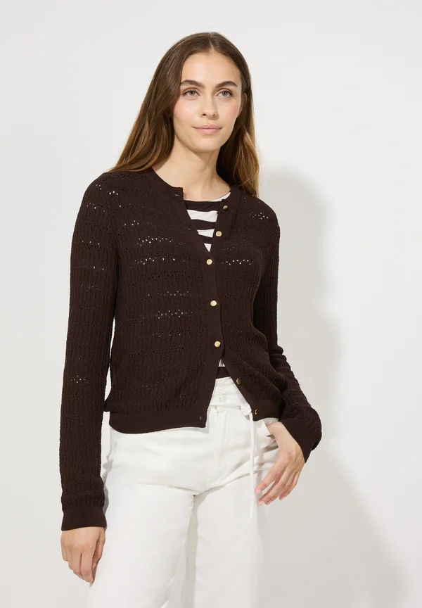 AJOUR - Strickjacke - espresso brown