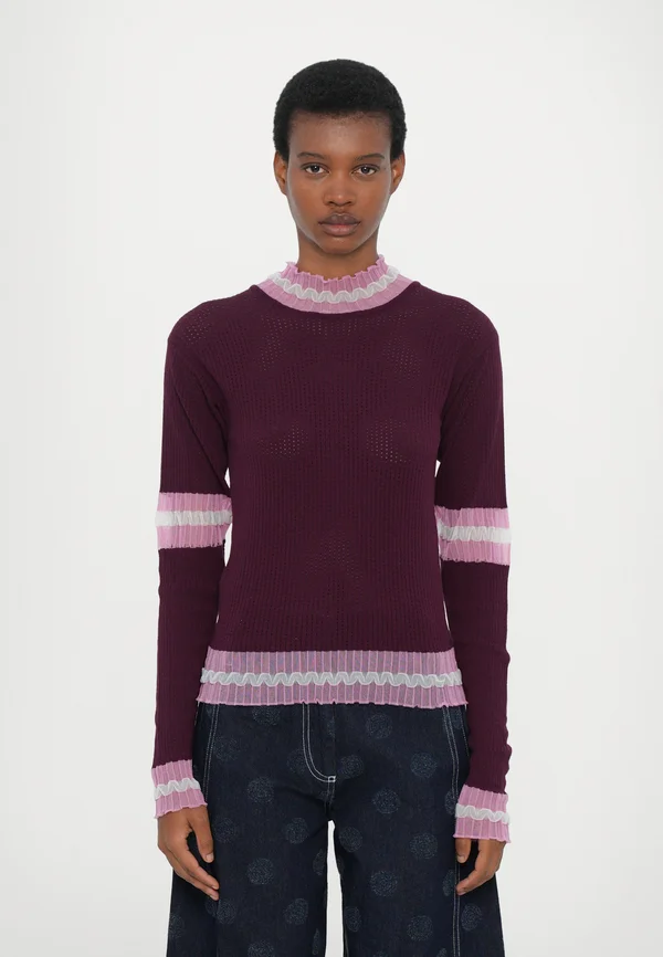 AJOUR TURTLENECK - Strickpullover - bordeaux ajour