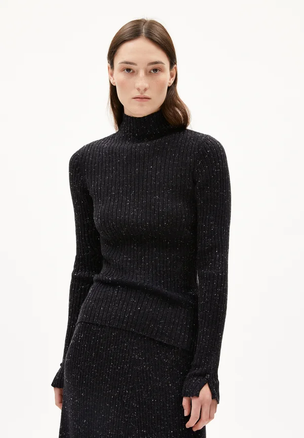 ALAANIA - Strickpullover - black-oatmilk