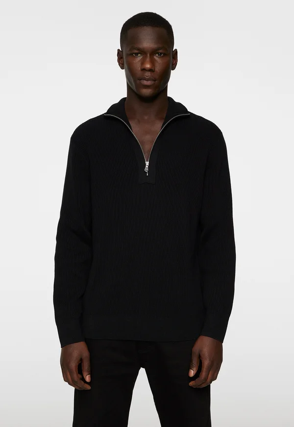 ALEX HALF ZIP - Strickpullover - black