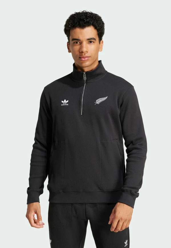 ALL BLACKS ESSENTIALS HALF-ZIP WAFFLE - Sweatshirt - all black