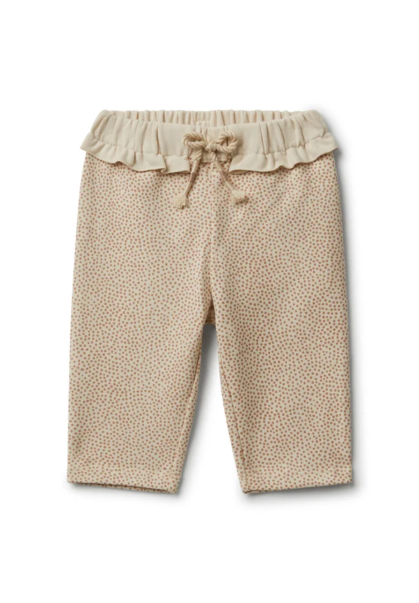 ALL-OVER PRINT STRETCH SMALL SOLID RUFFLES AT THE WAIST DRAWSTRING LOGO LABEL - Stoffhose - beige