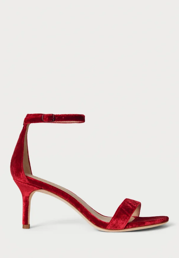 ALLIE MID HEEL VELVET SANDAL - Riemensandalette - red