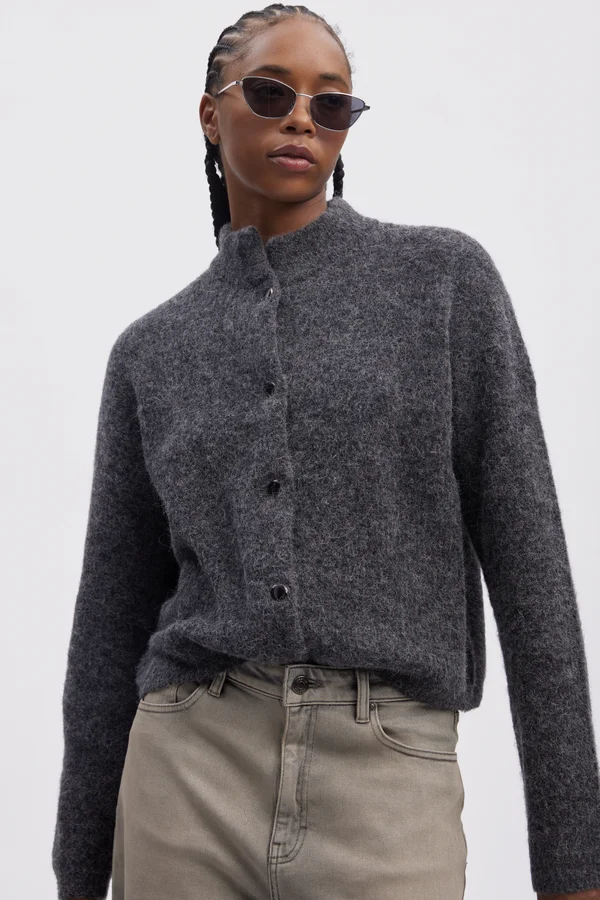 ALPHA CARDIGAN - Strickjacke - charcoal melange