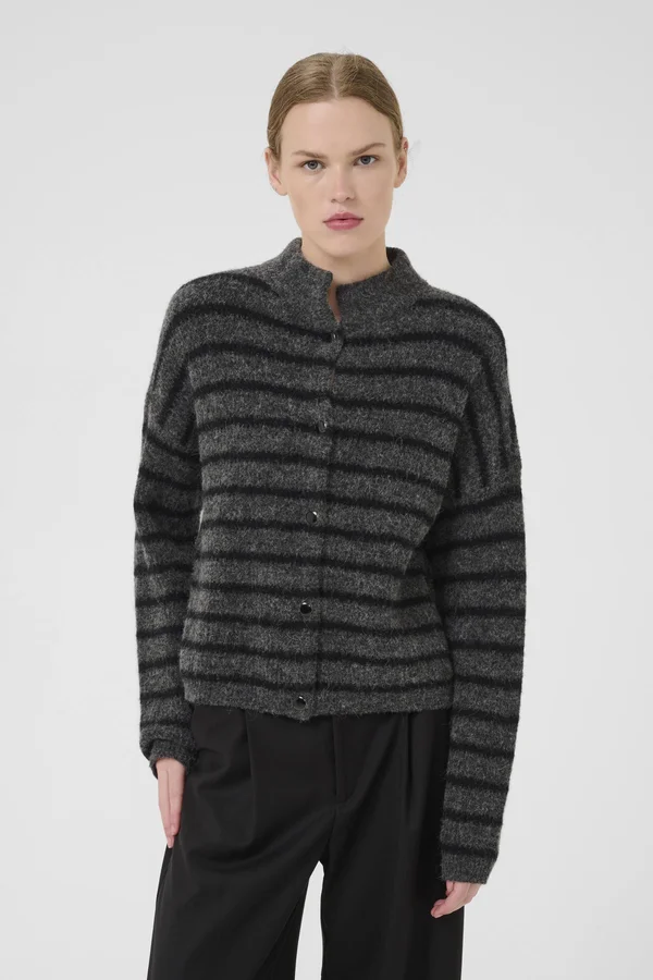 ALPHA CARDIGAN - Strickjacke - charcole black