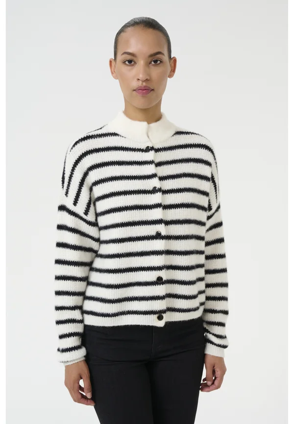 ALPHA CARDIGAN - Strickjacke - ivory/black striped