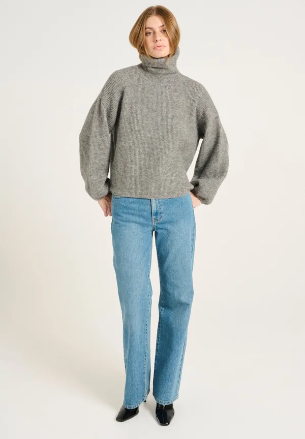 ALPHA LS ROLLNECK - Strickpullover - stone grey mélange