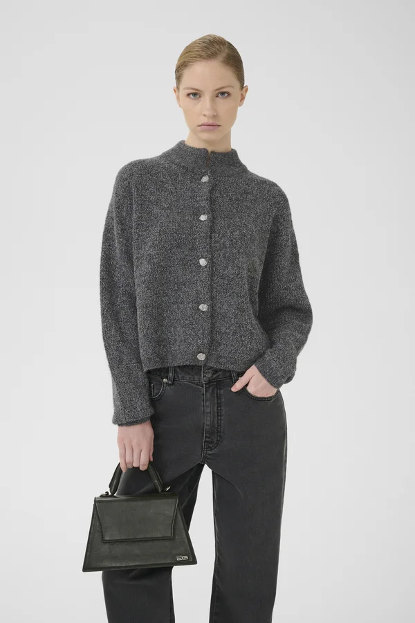 ALPHA LUREX - Strickjacke - charcoal melange