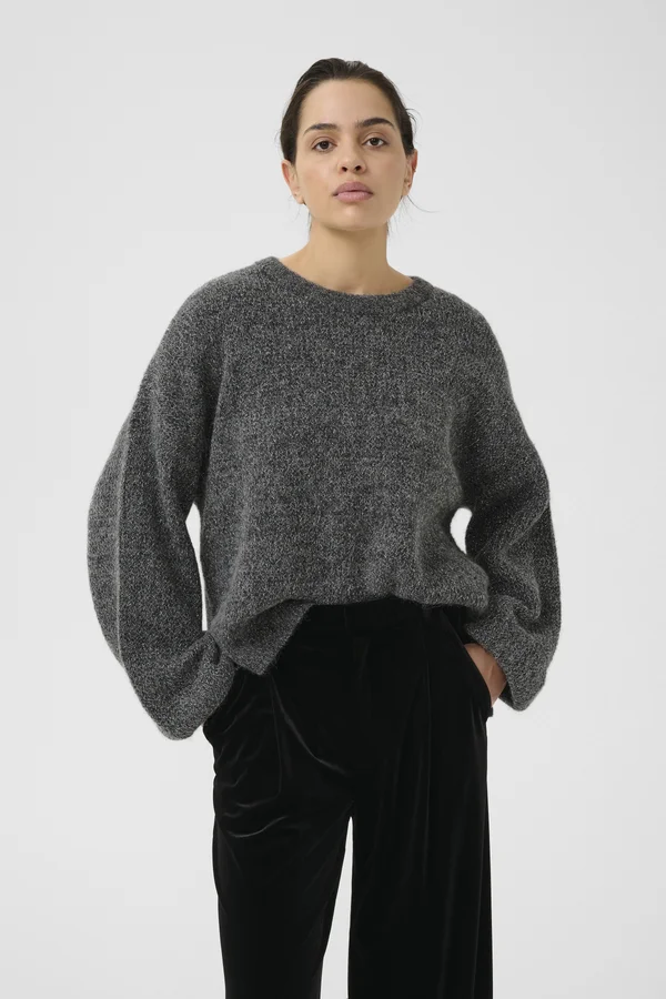 ALPHA LUREX - Strickpullover - charcoal melange