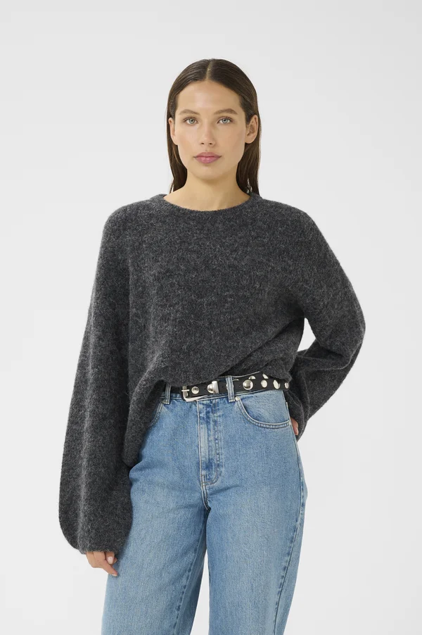 ALPHA - Strickpullover - charcoal melange