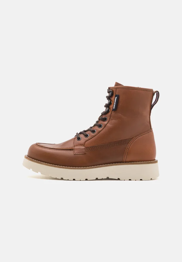 AMERICAN CHECK BOOT - Schnürstiefelette - winter cognac