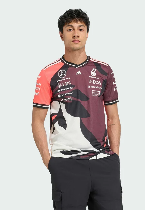 AMG PETRONAS FORMULA ONE DRIVER AUTHENTIC - Sport T-Shirt - aurora ruby   turbo   off white