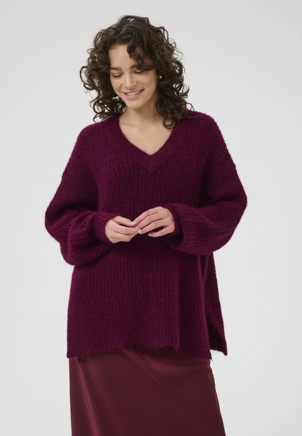 ANE V-NECK - Strickpullover - windsor wine