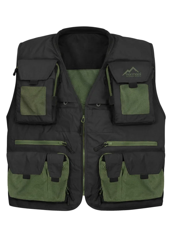 Angeler Fischerweste Outdoor Funktionsweste  - Weste - schwarz/oliv