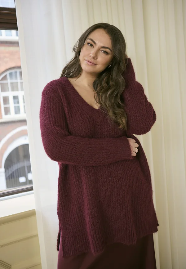 ANIA - Strickpullover - windsor wine